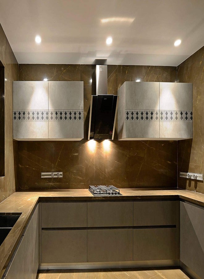 WallDesign ملصق حافة جدارية من WallDesign - بنمط بلاط ماسي من حجر الرخام - لفة PVC لامعة مقاومة للماء - 3 بوصات × 10 أقدام - للمطبخ، سطح العمل، ديكور الحمام - Image 3